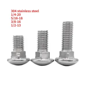 5-20pcs 1/4-20 5/16-18  3/8-16  1/2-13 UNC Threaded 304 Stainless Steel Truss Round Head Square Neck Carriage Screw Coach Bolt