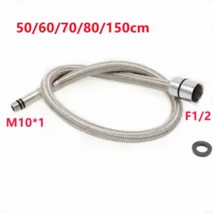 50/60/70/80/150cm 304 Stainless Steel Faucet Braided Water Pipe F1/2 M10*1 Hot and Cold Water Faucet Inlet Hose Flexible Pipe