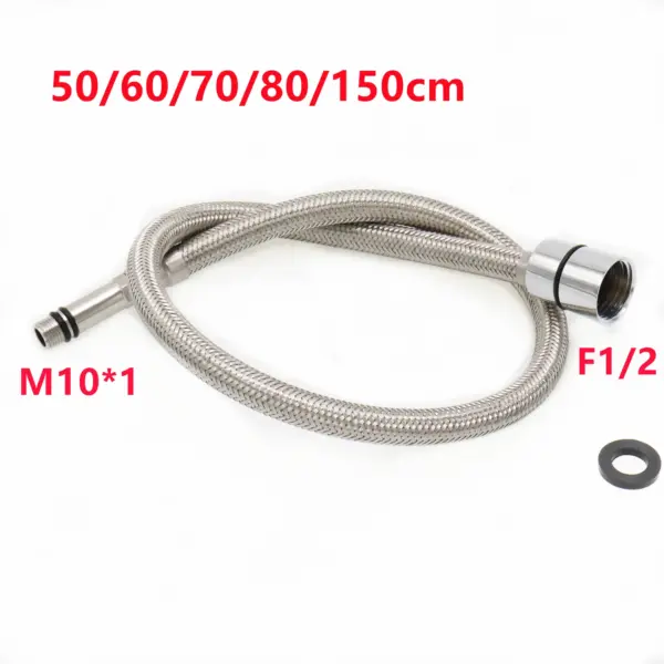 50/60/70/80/150cm 304 Stainless Steel Faucet Braided Water Pipe F1/2 M10*1 Hot and Cold Water Faucet Inlet Hose Flexible Pipe