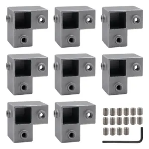 SHGO-Aluminum Alloy 8 PCS 1"/25 Mm Square Tube Connectors, 3-Way Pipe Fittings, Tee Chain End Rail Clamps