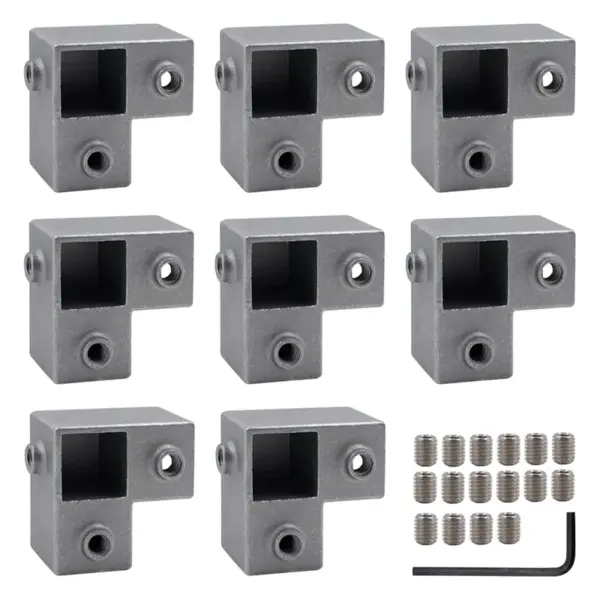 SHGO-Aluminum Alloy 8 PCS 1"/25 Mm Square Tube Connectors, 3-Way Pipe Fittings, Tee Chain End Rail Clamps
