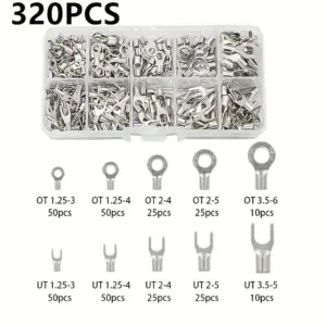 320pcs Quick connect panel matching U-shaped crimping connector - Non insulated ring fork terminal connector kit