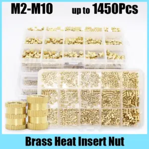 Brass Heat Set Insert Nut Hot Melt Nut insert Thread Knurled Embedment Copper Nut Assortment Kit 3D Print Plast M2-M8 Insertnut