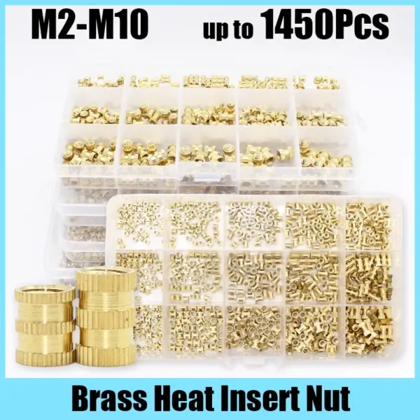 Brass Heat Set Insert Nut Hot Melt Nut insert Thread Knurled Embedment Copper Nut Assortment Kit 3D Print Plast M2-M8 Insertnut