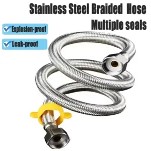 20cm to 200cm Explosion-Proof Stainless Steel Nylon Braided Hose G1/2 Universal Bathroom Thermoresistant Tap Sink Flexible Pipe