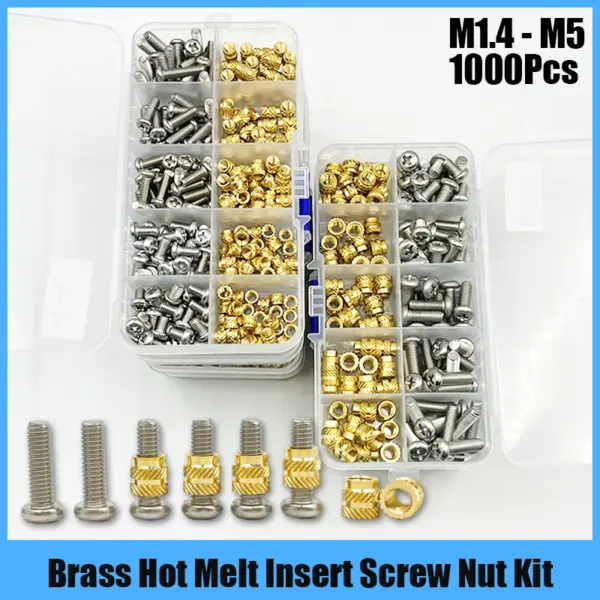 Insert Brass Nut Stainless Steel Screw M1.6 M2 M3 M4 Hot Melt Knurled Thread Heat Embedment Copper Nuts for 3d printer Plastic