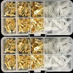 180PCS Male and Female Wire Spade Connector Insulating Sleeve Terminal Assortment Kit for Car Audio Speaker 2.8mm 4.8mm 6.3mm