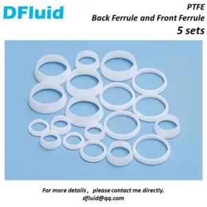 5 pcs PTFE Back Ferrule Front Ferrule Set Compression Tube Fitting 1/8" 1/4" 3/8" 1/2" 6mm 8 10 12 For Glass Quartz PTFE Tube