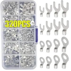 Copper Ring Fork Terminals Kit Non-Insulated Electrical O/Y Type Brass Terminal Assortment Set Cable Wire Connector Crimp Spade