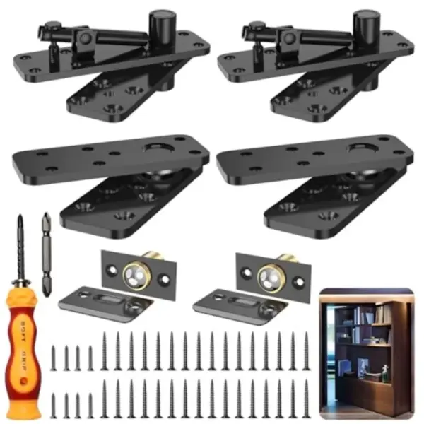 Heavy Duty Hidden Door Hinge, 570LBS Load Bearing Thickened Solid Alloy Steel, 360° Rotation Invisible Pivot Hinge for Secret D