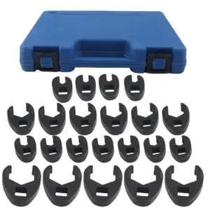 22 Pcs Crows Foot Wrench Set 8-32mm Carbon Steel Flare Nut Crowfoot Wrench with Storage Box for Narrow Space