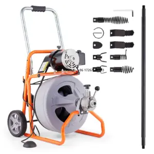 WeWork 100ft 1/2 Inch Sewer Snake Machine 30m 16mm Drain Auger Electric Pipe Cleaner and Drain Cleaning Machine with Cutter