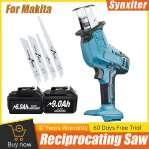 Cordless Reciprocating Saw With 4 Blades Electric Saw Wood Metal PVC Pipe Cutting Power Tool For Makita BL1830 18V Battery