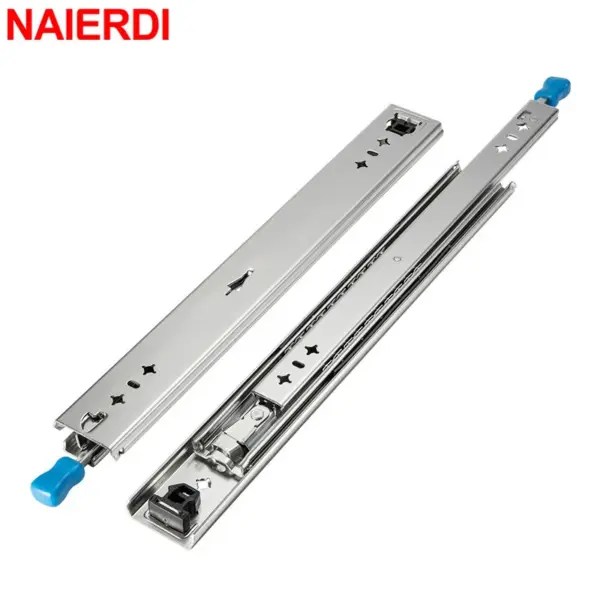 NAIERDI 1 Pair Industrial Drawer Slides with Lock 10" - 50" Heavy Duty 120KG Bearing Glides Drawer Sliding Rail Cabinet Hardware