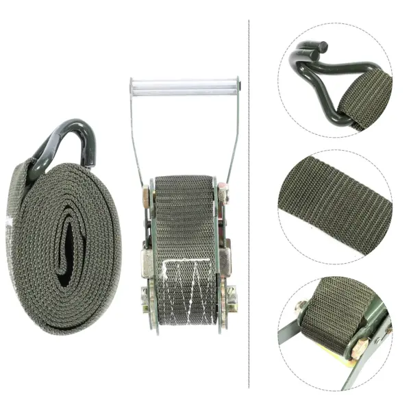 1Set Military Green Ratchet Cargo Strap Heavy Duty Tie Down for Motorcycle Truck Bike Tiedowns Secure Load Cargo Binding Belt