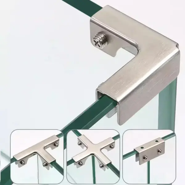 2pcs  Glass Fixing Clip Clamp 3 Way Glass Connector Furniture Hardware Glass Corner Guard 90 Degree Right Angle T-Shaped Clip