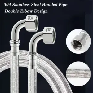 New G1/2" 304 Stainless Steel Braided Hose Flexible Shower Hose Long Bathroom Shower Pipe Extension Bathroom Accessories