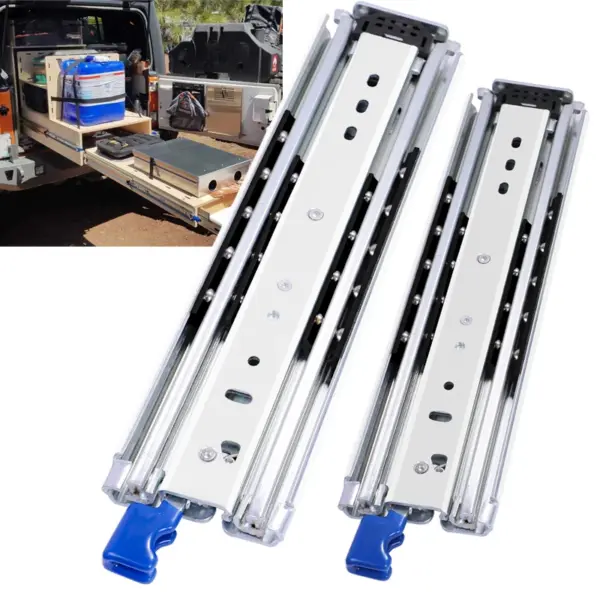 1 Pair Heavy Duty no lock Drawer Slides 10-60 In 500 lb Load Capacity Mount Full Extension Ball Bear Industrial RV Runners Rail