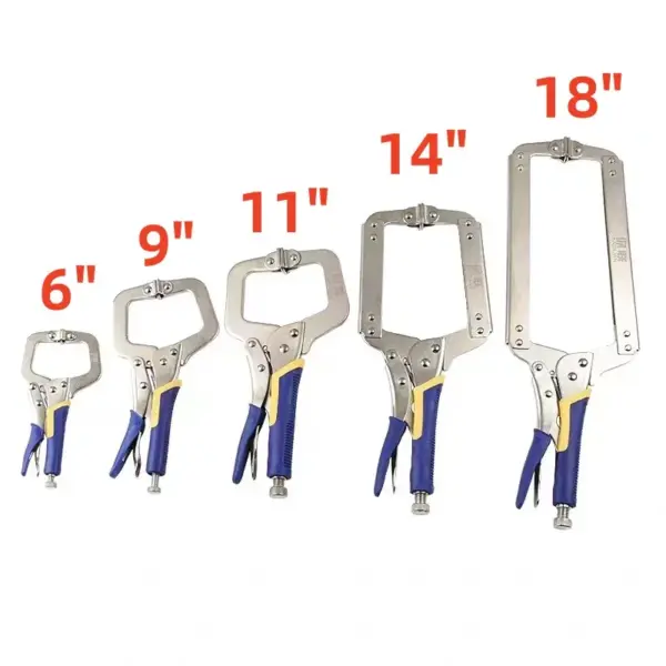 1Pcs Multi-Function C Type Grip Pliers 6/9/11/14/18 Inch Metal Face Clamp Woodworking Table Vise Grip Cabinet Locking Tool