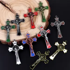 Multi style St. Benedict's Cross, Jesus Christ Pendant, Religious Prayer Decoration Supplies