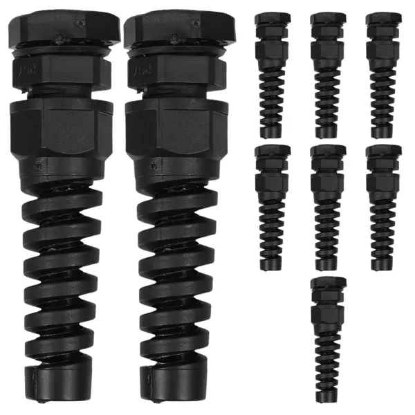 10Pcs Nylon Cable Glands Anti-Bending Waterproof Spiral Strain Relief Joint for Outdoor Industrial Home Cable Protection
