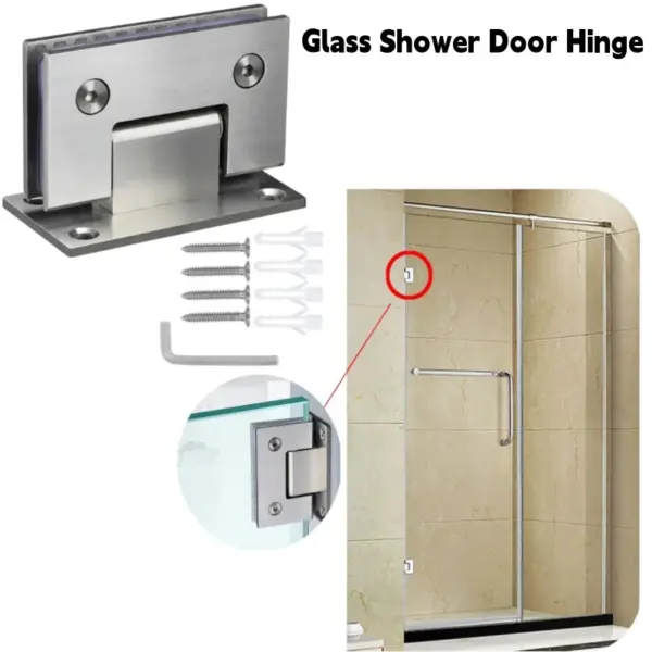90 Degree Stainless Steel Glass Shower Door Hinges for 8-12mm Frameless Glass Doors Heavy Duty Wall to Glass Bathroom Clamps