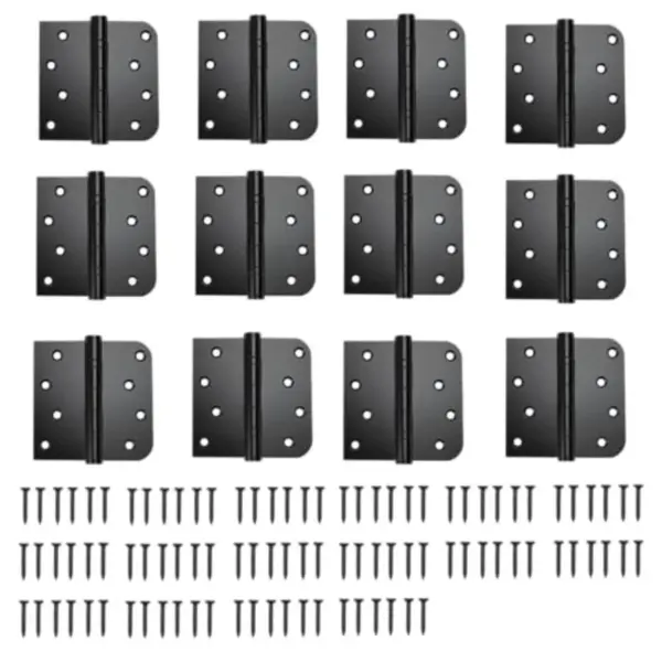 Pack Black Heavy Duty Pin Removable 4" X 4 Inch Stainless Steel Ball Bearing Square Door Hinges with 5/8" Radius Corners, Inter