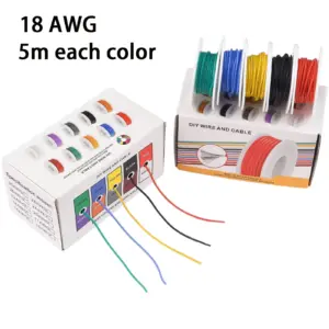 18AWG Wire Flex Silicone 18 Gauge Stranded Tinned Copper Wire, OD: 2.3mm, 5Colors 16.4ft/5m, Electrical Connection Wire Kit