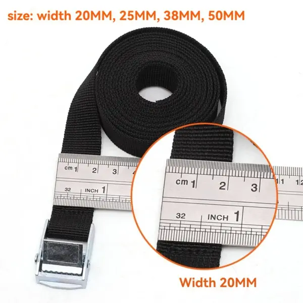 New 10M*20mm Black Tie Down Strap Strong Ratchet Belt Luggage Bag Cargo Lashing With Metal Buckle binding rope car roof luggage