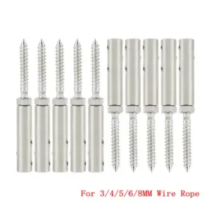 10pcs 3/4/5/6/8MM Wire Rope Clamp Handscrew Swage Lag Screws with Hexagon Grub Screw Bolts Buckle for Stair Deck Wood Post
