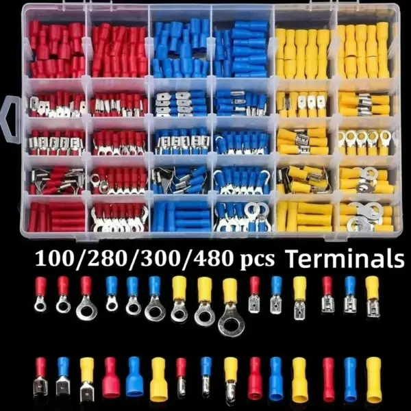 100/280/300/480PCS Insulated Cable Connector Wire Crimp Spatula Butt Ring Fork Kit Ring Lug Rolled Terminal Kit