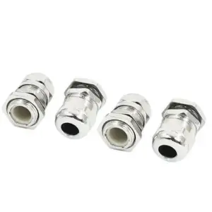 4 Pcs PG9 Silver Tone Waterproof Cable Gland Connector for 4-8mm Dia Wire