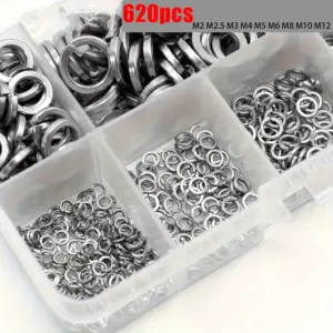 620-piece stainless steel spring washer set, M2-M12, 304 stainless steel, suitable for bolts and screws, multi-purpose.