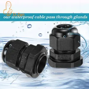 3/4" NPT Black Adjustable Cable Glands IP68 Waterproof Electrical Connectors, Nylon Cord Grips Strain Relief for Electrical Box