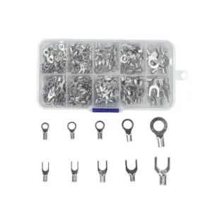 200/320Pcs 10 in 1 Terminals Non-Insulated Ring Fork U-Type Brass Terminals Assortment Kit Cable Wire Connector Crimp Spade