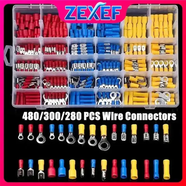 Home  480/300/280PCS Insulated Butt Connector Waterproof Electrical Wire Terminals Kit Toolbox Bys Cable Lug Spade Crimp Ring