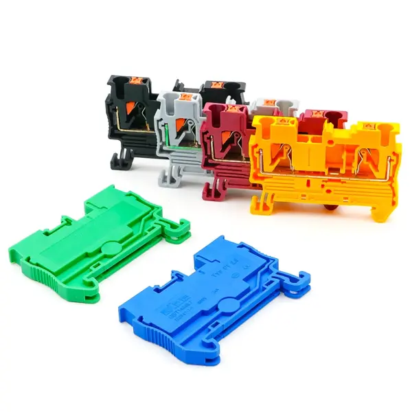 Spring Terminal Block DIN Rail 2.5mm PT2.5 10Pcs, Compact PA66 Screwless Connector for Industrial Automation & Electrical Wiring