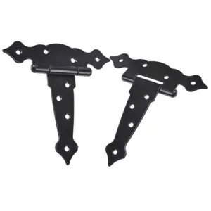 2PCS Heavy Duty Strap Hinges Shed Door Barn Door Hinges  Wooden Fences Decorative Classic Hinges Black 5inch