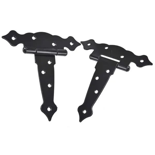 2PCS Heavy Duty Strap Hinges Shed Door Barn Door Hinges  Wooden Fences Decorative Classic Hinges Black 5inch