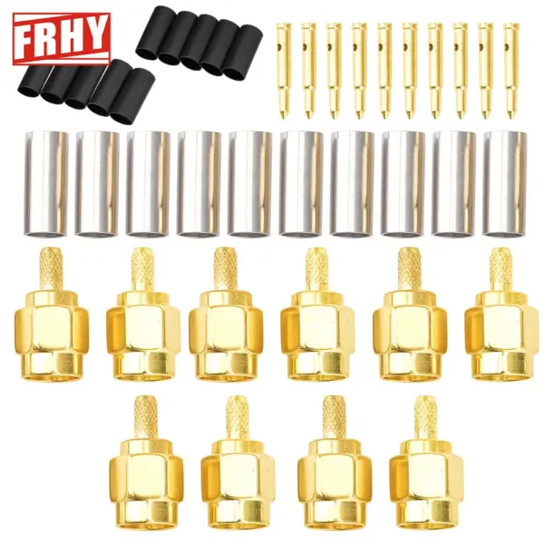 10PCS SMA Male/Female RF Coaxial Connectors Kit - 50Ω Crimp Terminals for RG316/RG174 Cables + Heat Shrink Tubing