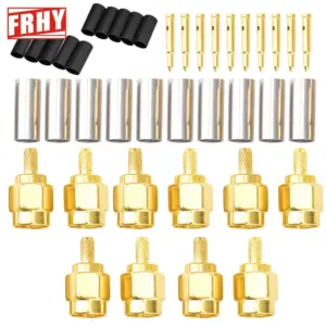 10PCS SMA Male/Female RF Coaxial Connectors Kit - 50Ω Crimp Terminals for RG316/RG174 Cables + Heat Shrink Tubing