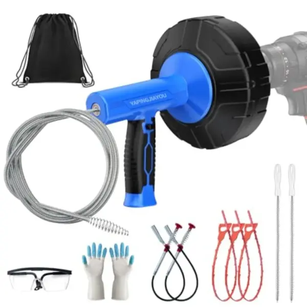 33-Feet Drain Snake Auger Kit Plumbing snake Manual or Electric drain snake with Auto-Retract/Feed for Kitchen Bathroom Shower