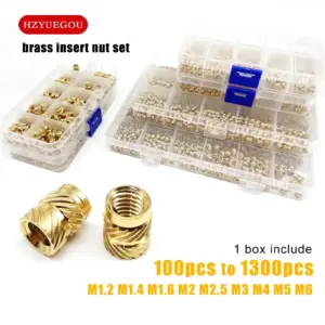 M1.4 M1.6 M2 M2.5 M3 M4 M5M6 Brass Copper Embedment Insert Nut Kit Set for Hot Heat Melt Injection 3D Print Twill Knurled Thread
