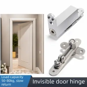 360 Degree Rotating Door Pivot Hinges Hydraulic Automatic Metal Heavy Duty Invisible Door Hinges Soft Close Spring Positioning