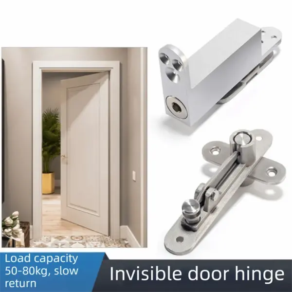 360 Degree Rotating Door Pivot Hinges Hydraulic Automatic Metal Heavy Duty Invisible Door Hinges Soft Close Spring Positioning