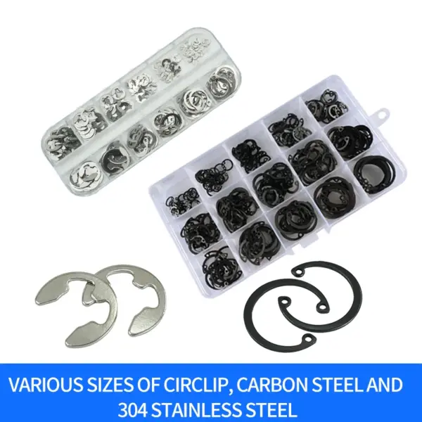 Washer 304 Washer Circlip Ring Kit C-type Elastic Seals Snap Retaining Washers Circlip Snap Retaining Black Washer Carbon steel