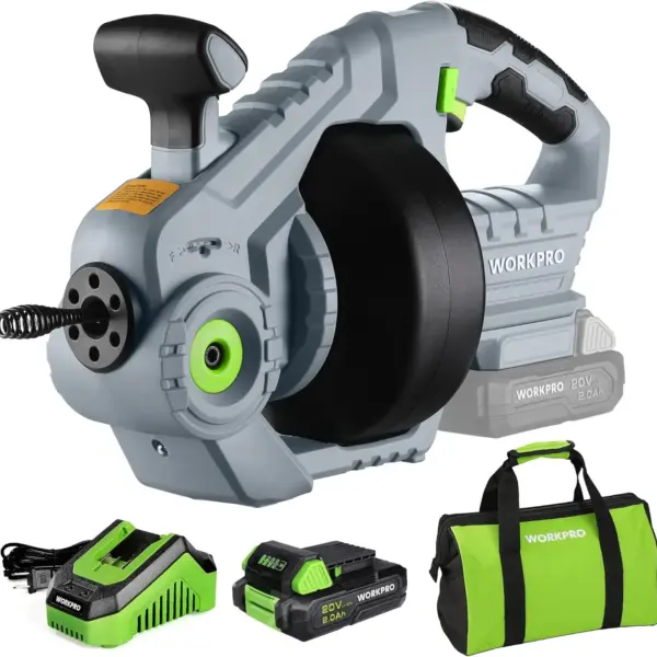 Cordless Electric Drain Auger 25Ft Plumbing Snake with Battery & Charger for Sink Toilet Sewer