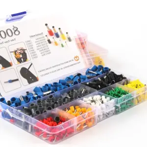 300/800PCS/Boxed VE Tubular Crimp Terminal Electrical Wire Insulated Terminator Block Cord End Connector Crimping Terminals Kit