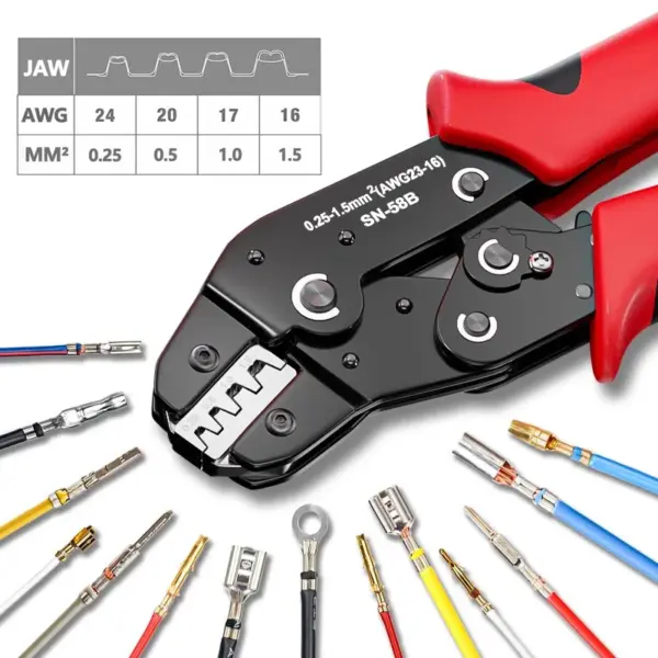 Ratcheting Crimping Tool Set For Dupont JST MOLEX Open Barrel, Dupont Molex JST TE Terminals & EPC PCIE SATA Pins SN-58B