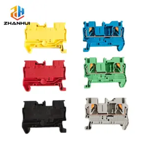 10Pcs PT2.5 Push-in Terminal Block - 2.5mm² 12AWG Feed-Through Wire Connector for NS35 DIN Rail Mounting